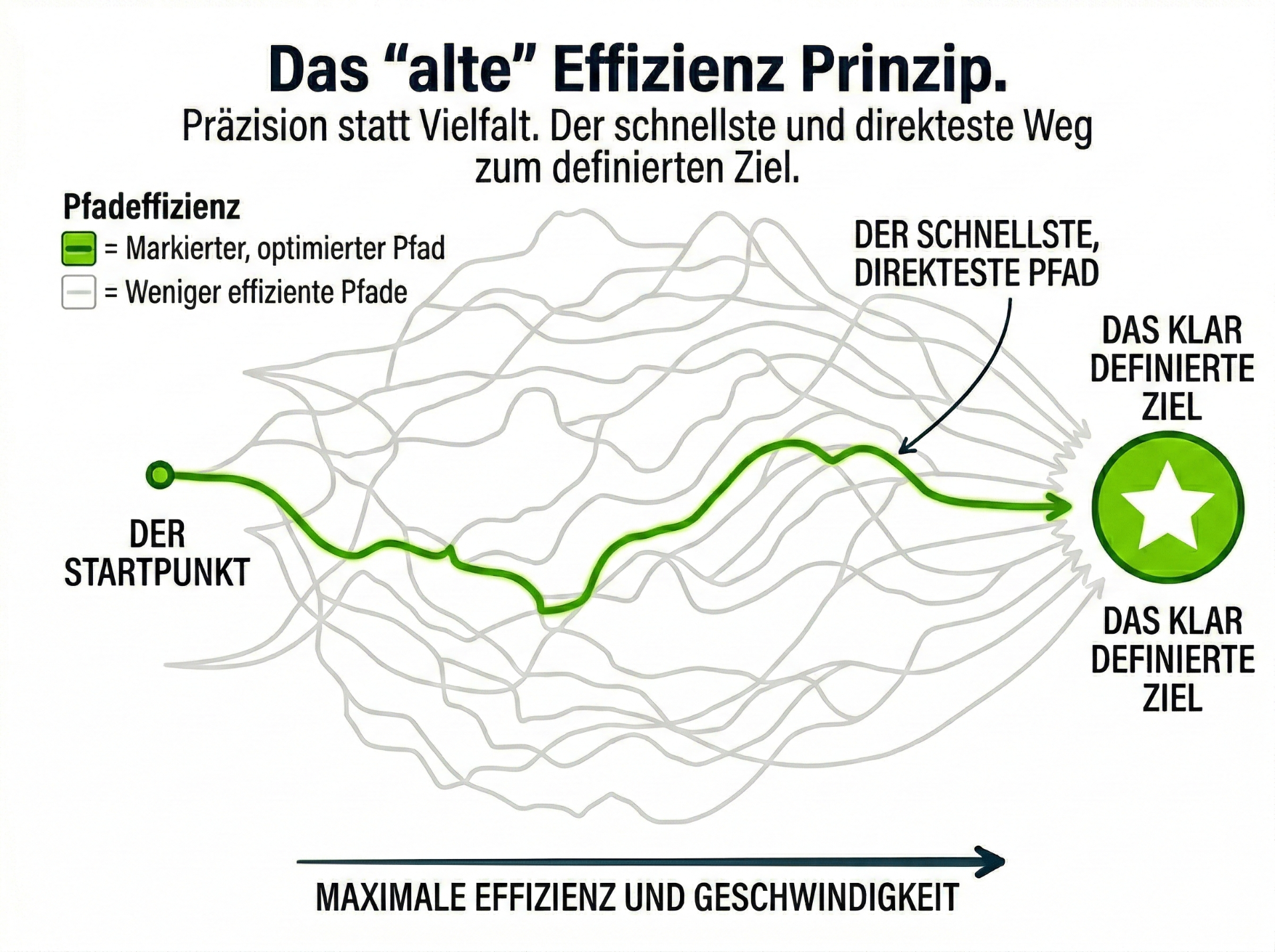 Das alte Effizienz Prinzip — ein optimierter, direkter Pfad zum klar definierten Ziel